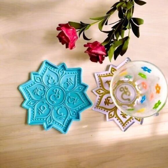 Silicone Mold Six-word Mantra Creative Coaster Crystal Low-level Mold Epoxy Resi - Picture 2 of 6